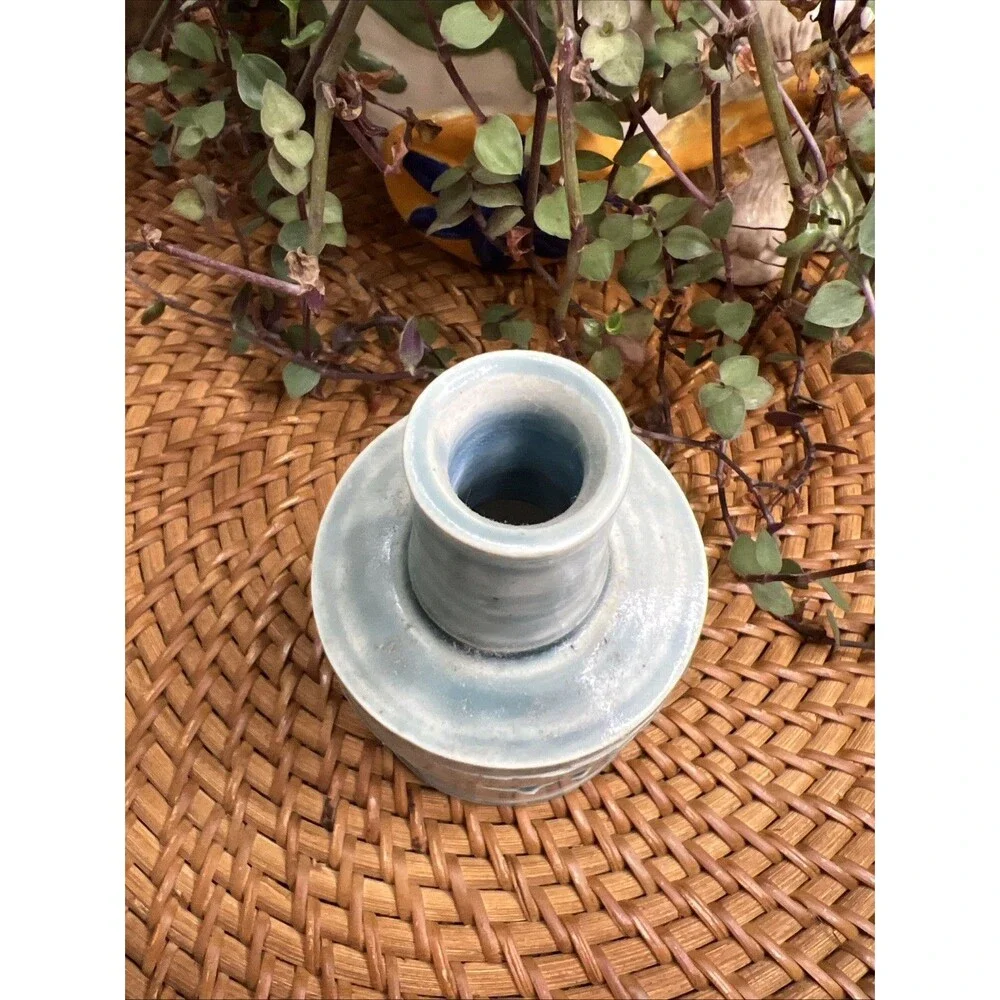 Studio Pottery Handmade Vase, Green , Boho, Hippie, Single Flower